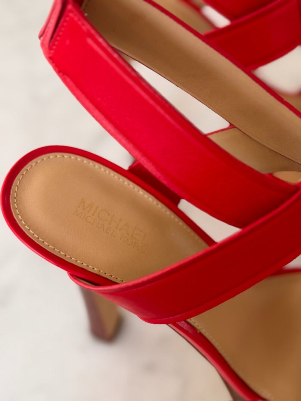 Michael Kors Berkley Leather Red Platform Sandal - Size 6.5 - Picture 3 of 6